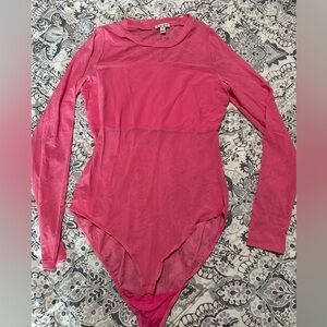 Love, fire sheer pink bodysuit Large